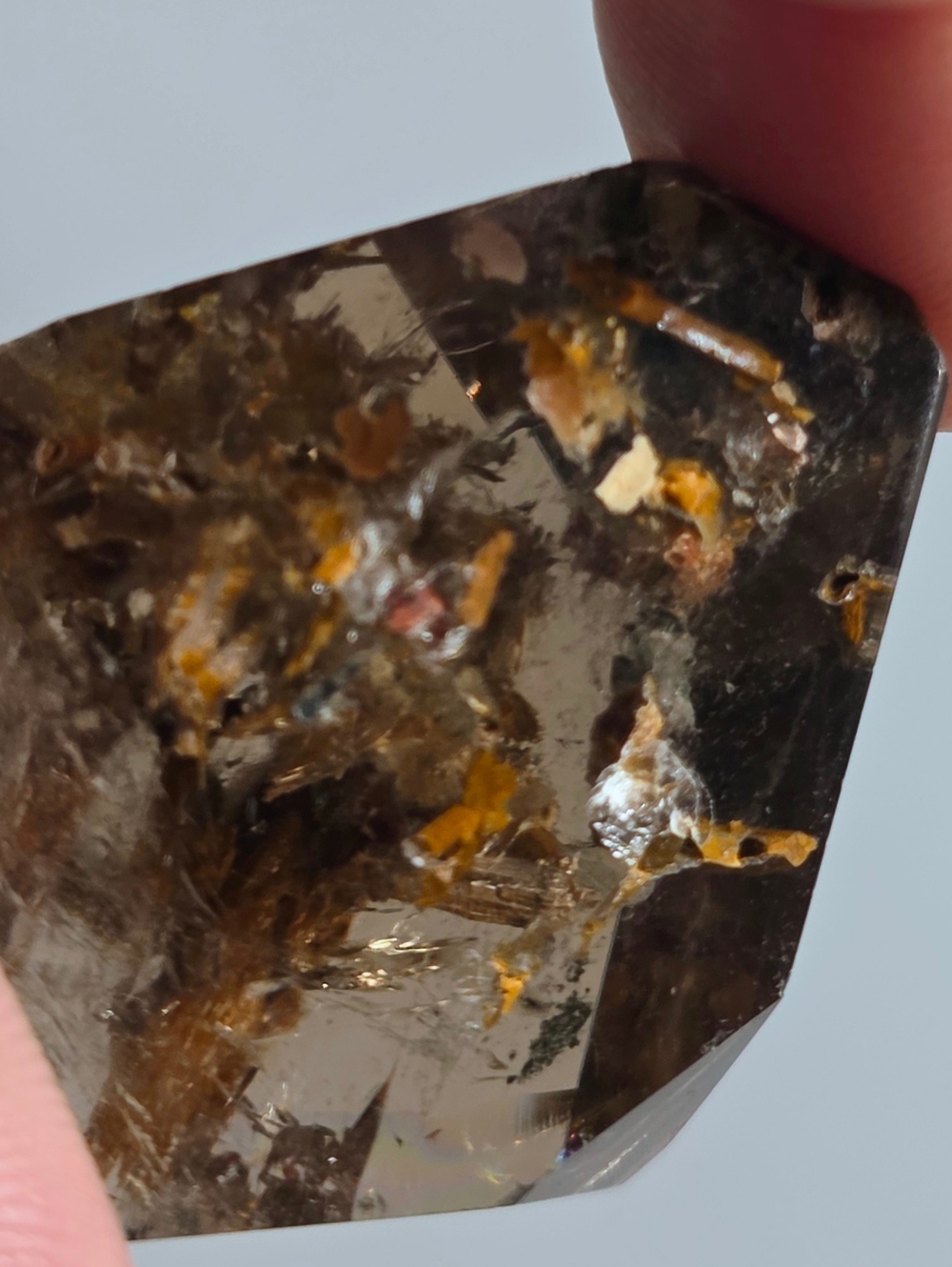 Garden Quartz Faceted Freeform Lodolite Included Quartz Smoky Crystal Specimen